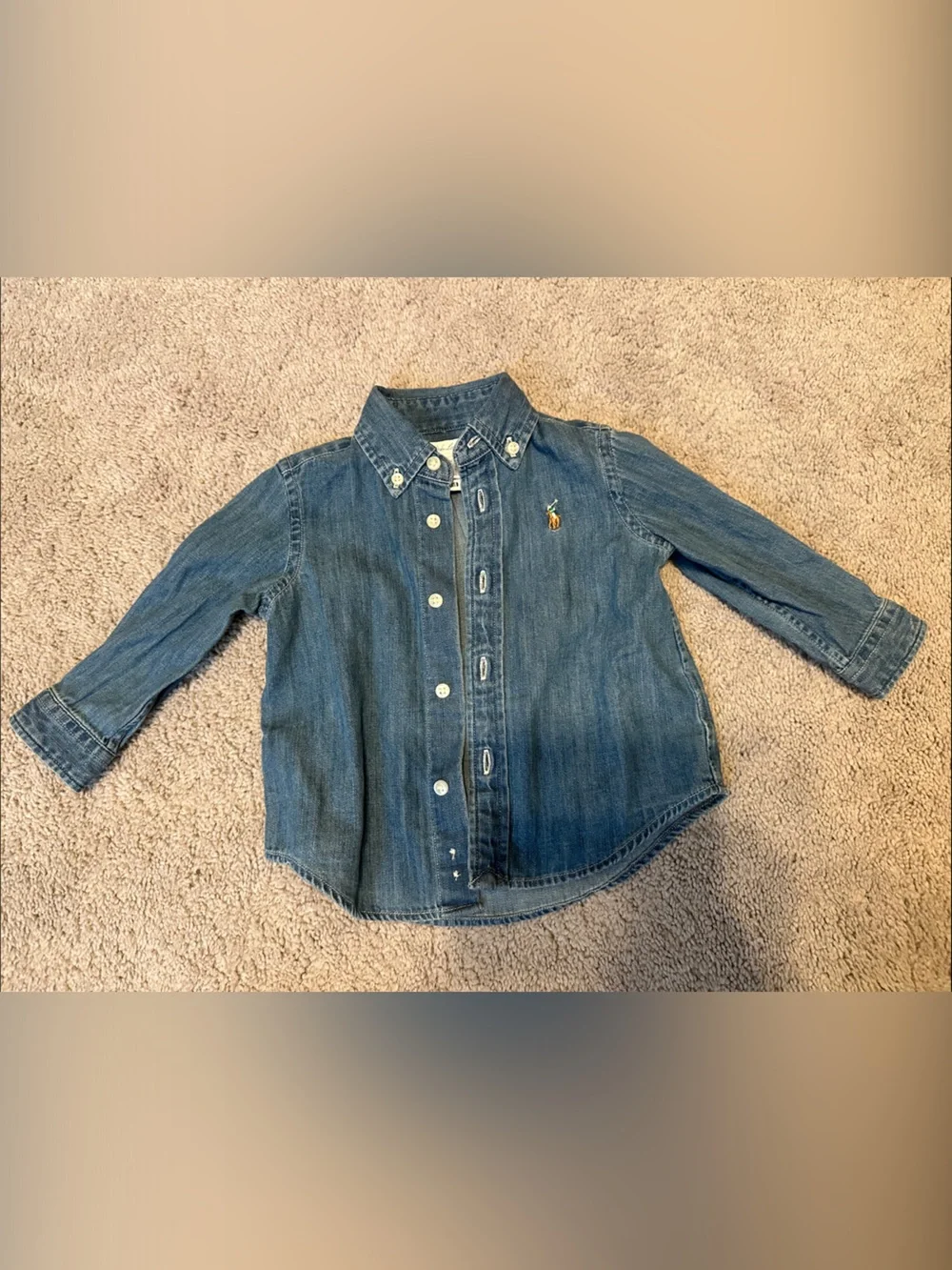 Worn Once - Ralph Lauren Kids 6-9M Denim Button-Down Shirt
